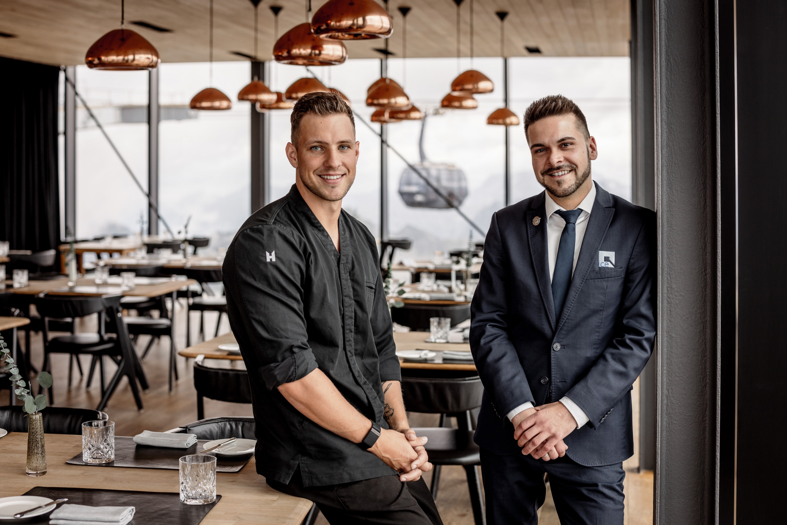 Chef de Cuisine Jonas Grundner und Gastgeber Tobias Heim vom Gourmetrestaurant ice Q